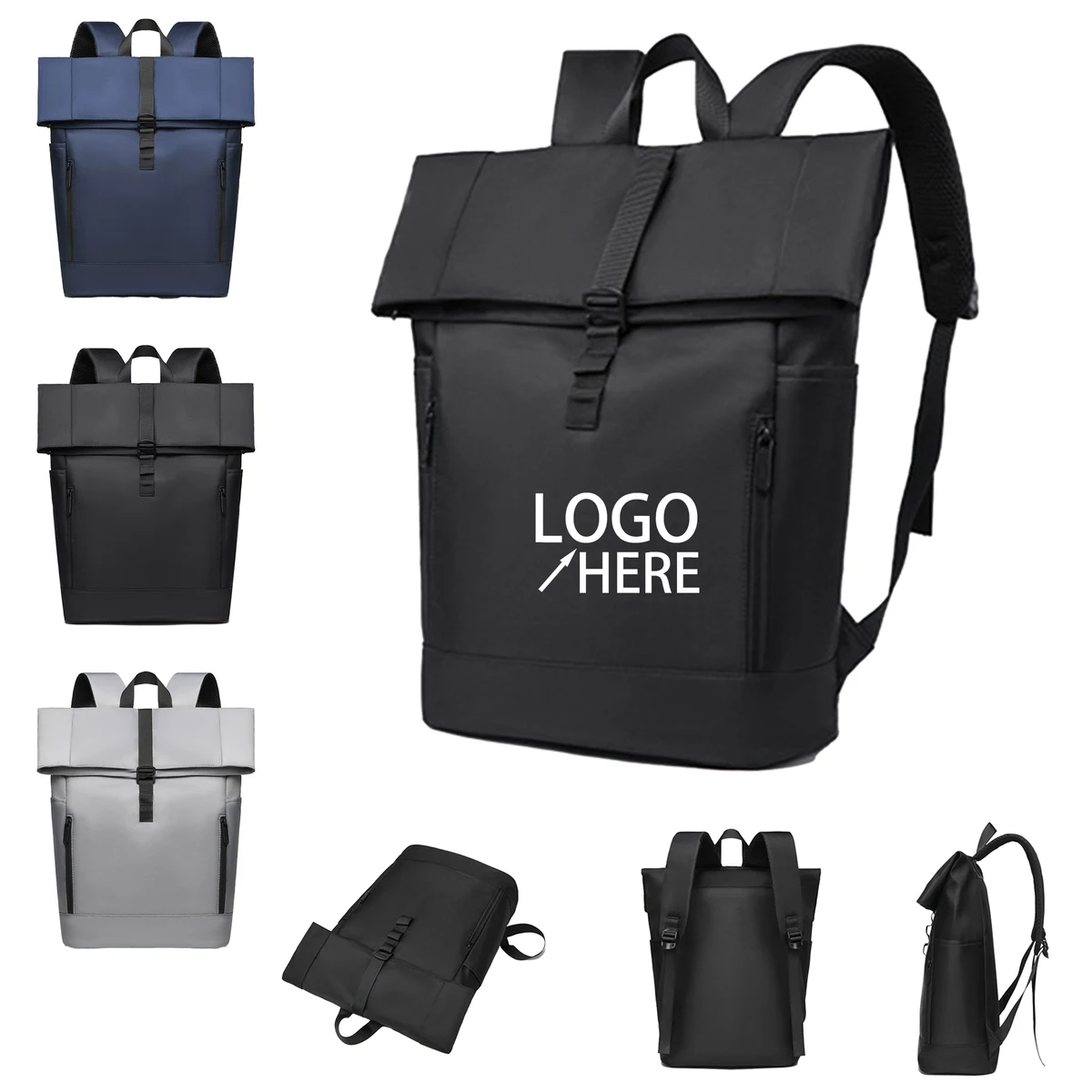 Nylon Roll-Top Backpack for Men 1