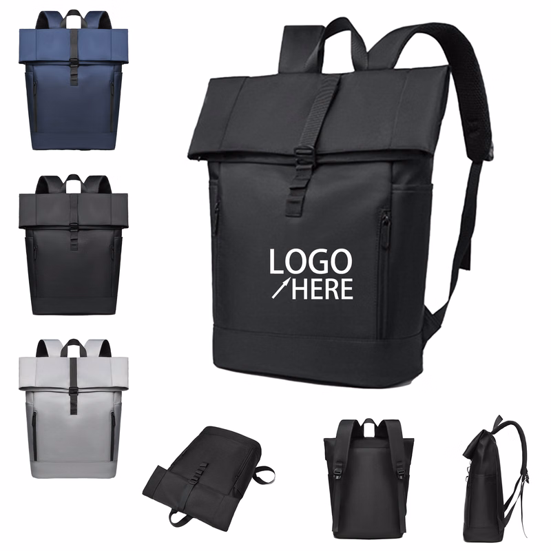Nylon Roll-Top Backpack for Men