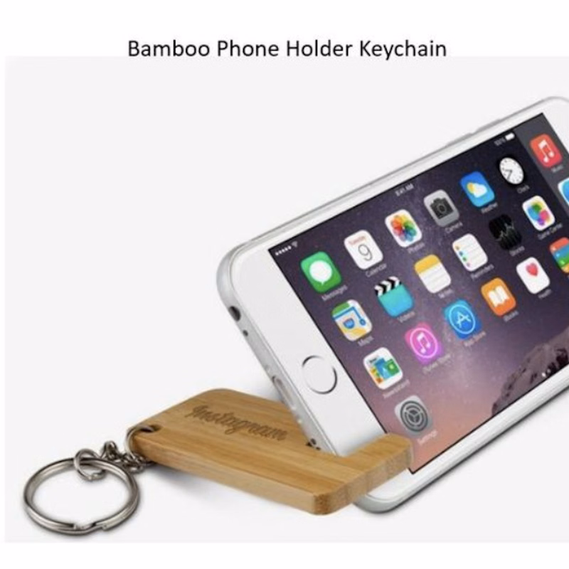 Bamboo Phone Holder Keychain