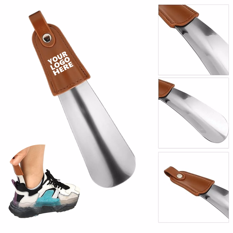 Leather Handle Metal Stainless Steel Shoehorn