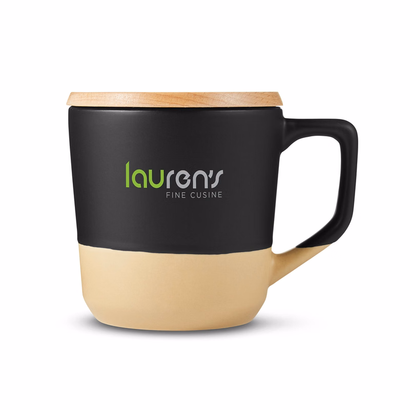 16.5 oz Boston Ceramic Mug With Wood Lid