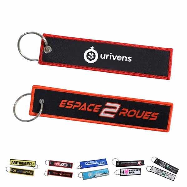 Custom Embroidered Keychain Tag With Reinforced Edges — Travel & Luggage ID