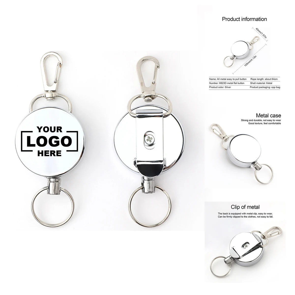 Heavy Duty Metal Badge Reel with Belt Clip for Outdoors 1