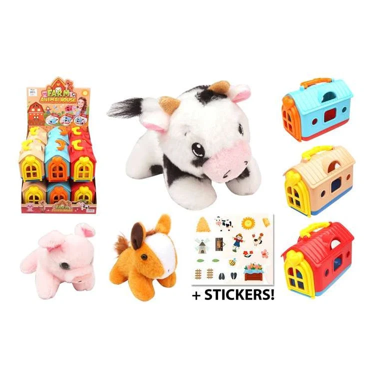 Farm Animal Plush in a Pet Carrier - Assorted 1