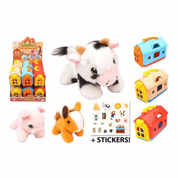 Farm Animal Plush in a Pet Carrier - Assorted