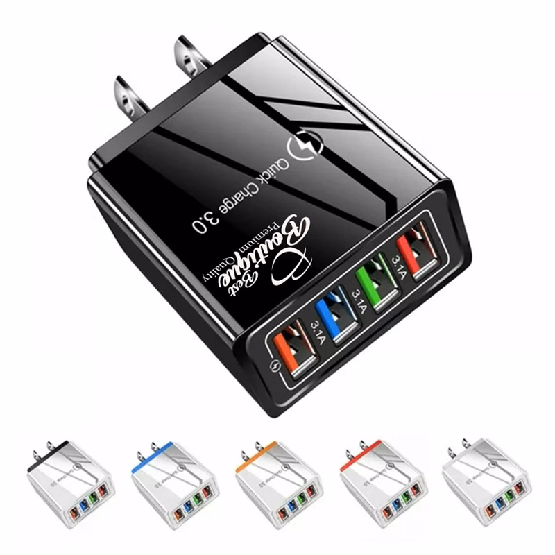 Portable 4 Port Fast Charge QC 3.0 US Plug USB Wall Charger
