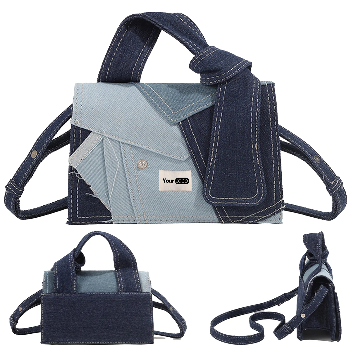 Denim Leisure Splicing Crossbody Bag 1