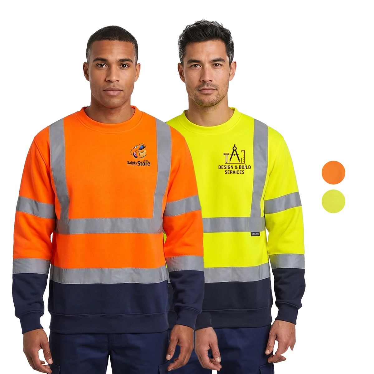 Class 3 Color Block 2" Double Band Reflective Tape Safety Sweatshirt 1