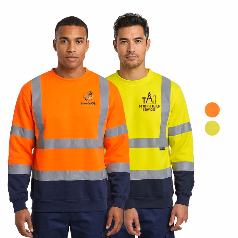 Class 3 Color Block 2" Double Band Reflective Tape Safety Sweatshirt