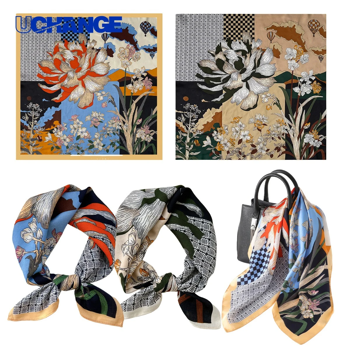 32 Inch Double-Sided Silk-Like Square Scarf for Fashion Wear 1