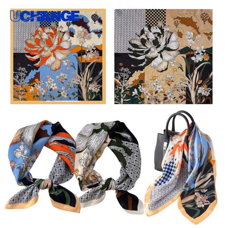 32 Inch Double-Sided Silk-Like Square Scarf for Fashion Wear