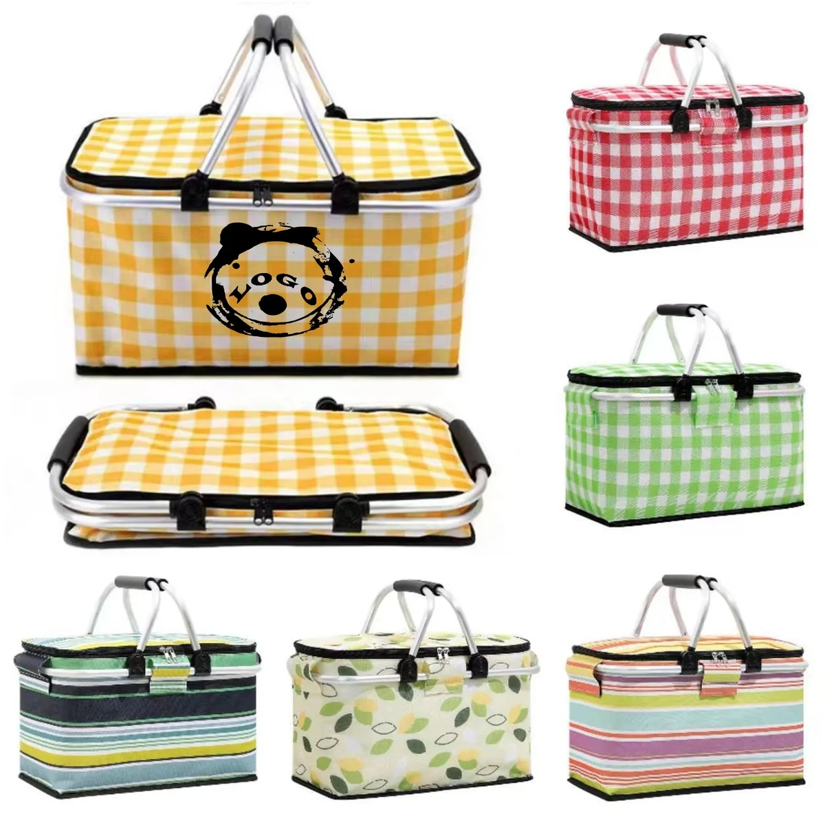 Folding Insulated Picnic Basket With Handle 1