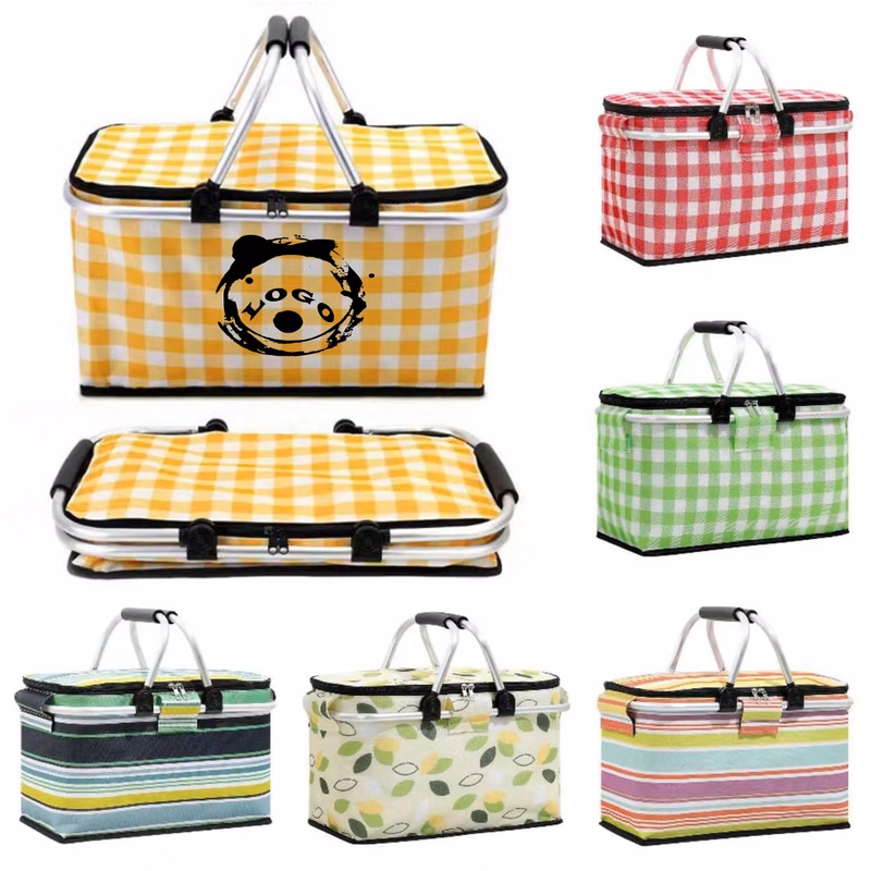 Folding Insulated Picnic Basket With Handle