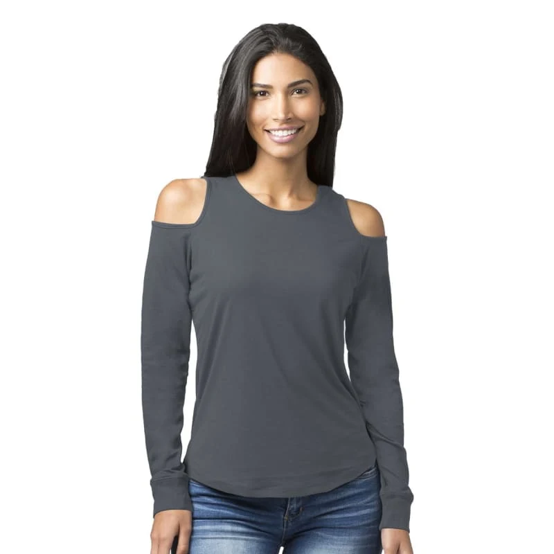 Boxercraft Women's Cold Shoulder Long Sleeve T-Shirt - T31 1
