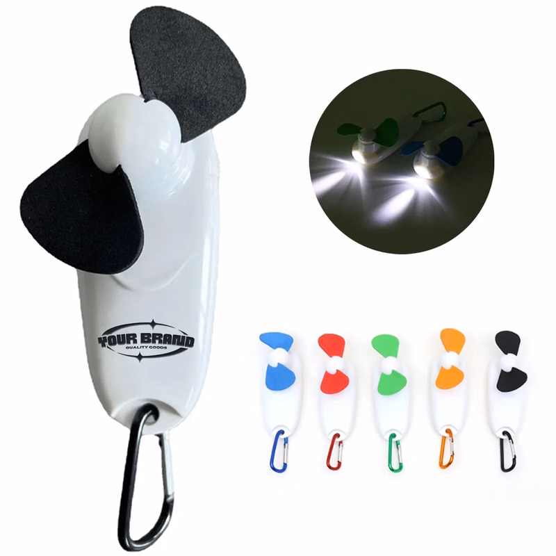 Cute Portable Mini Fan with Light & Carabiner