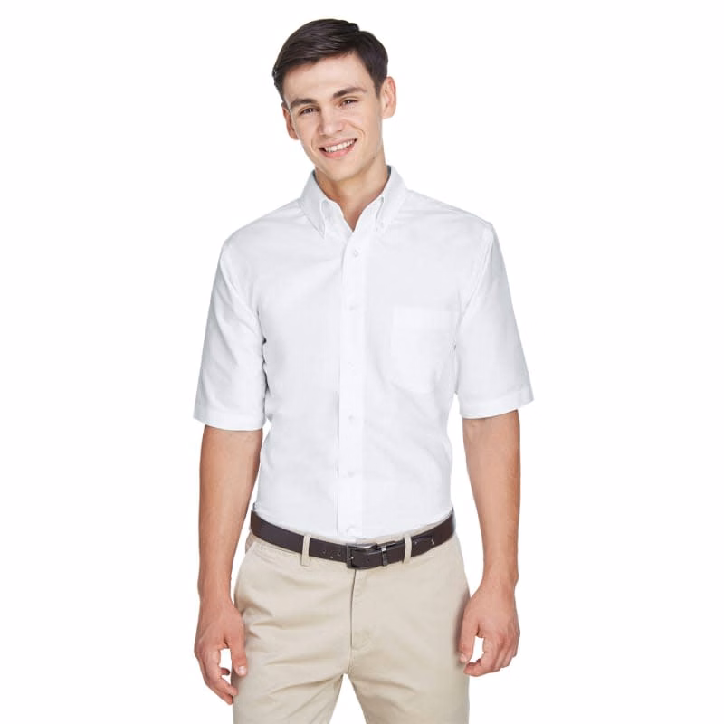 UltraClub Men's Classic Wrinkle-Resistant Short-Sleeve Oxford