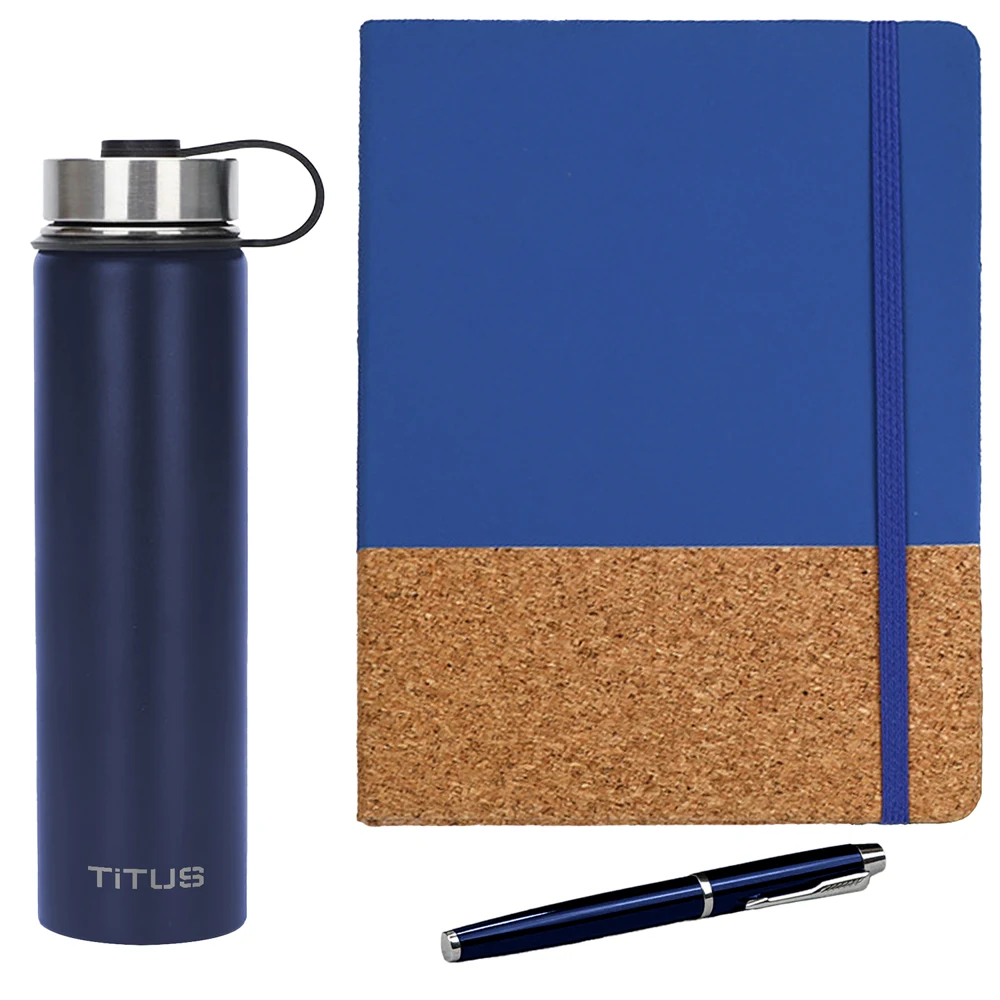 TiTUS® 25 oz Sports Water Bottle, Mulch Executive Notebook & Pen Gift Set 1