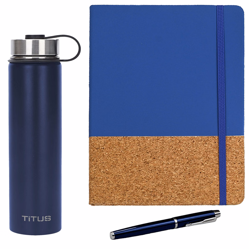 TiTUS® 25 oz Sports Water Bottle, Mulch Executive Notebook & Pen Gift Set
