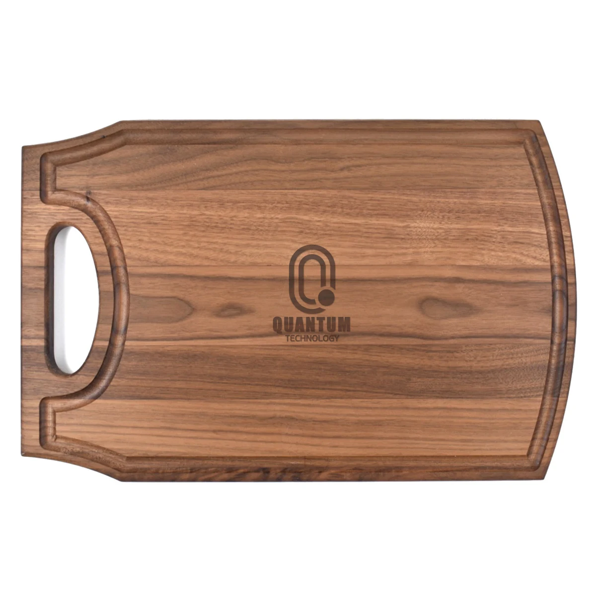 10 1/2" x 16" x 3/4" Walnut Cutting Board with Handle & Juice Groove 1