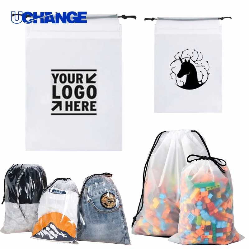 Frosted Transparent Waterproof Double Drawstring Pouch Organizer
