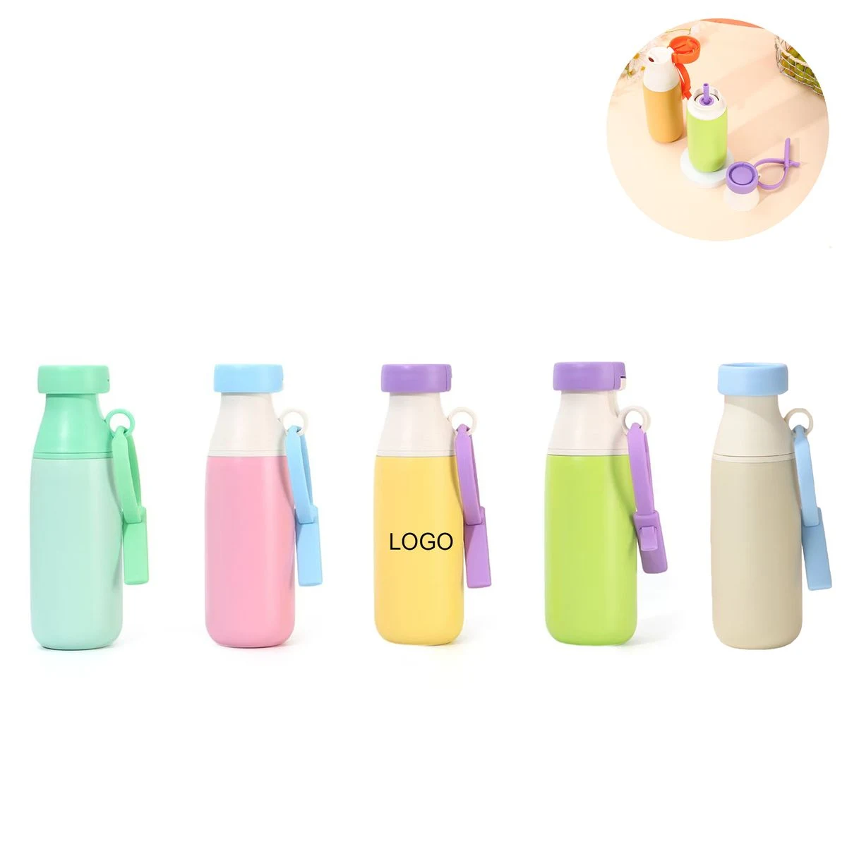 Insulated Water Bottle 2 Ways to Drink, custom water bottle with logo imprint 1