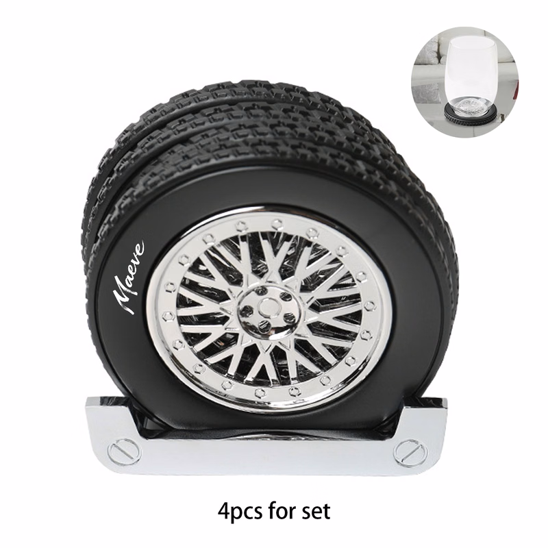 4pcs Metal Tire Shaped Coaster Set
