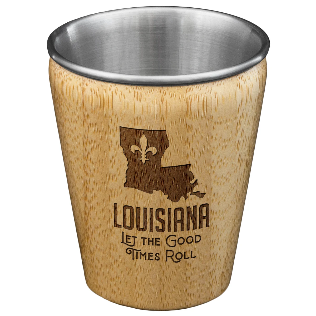 Louisiana State Bamboo and Stainless Steel Shot Glass 1
