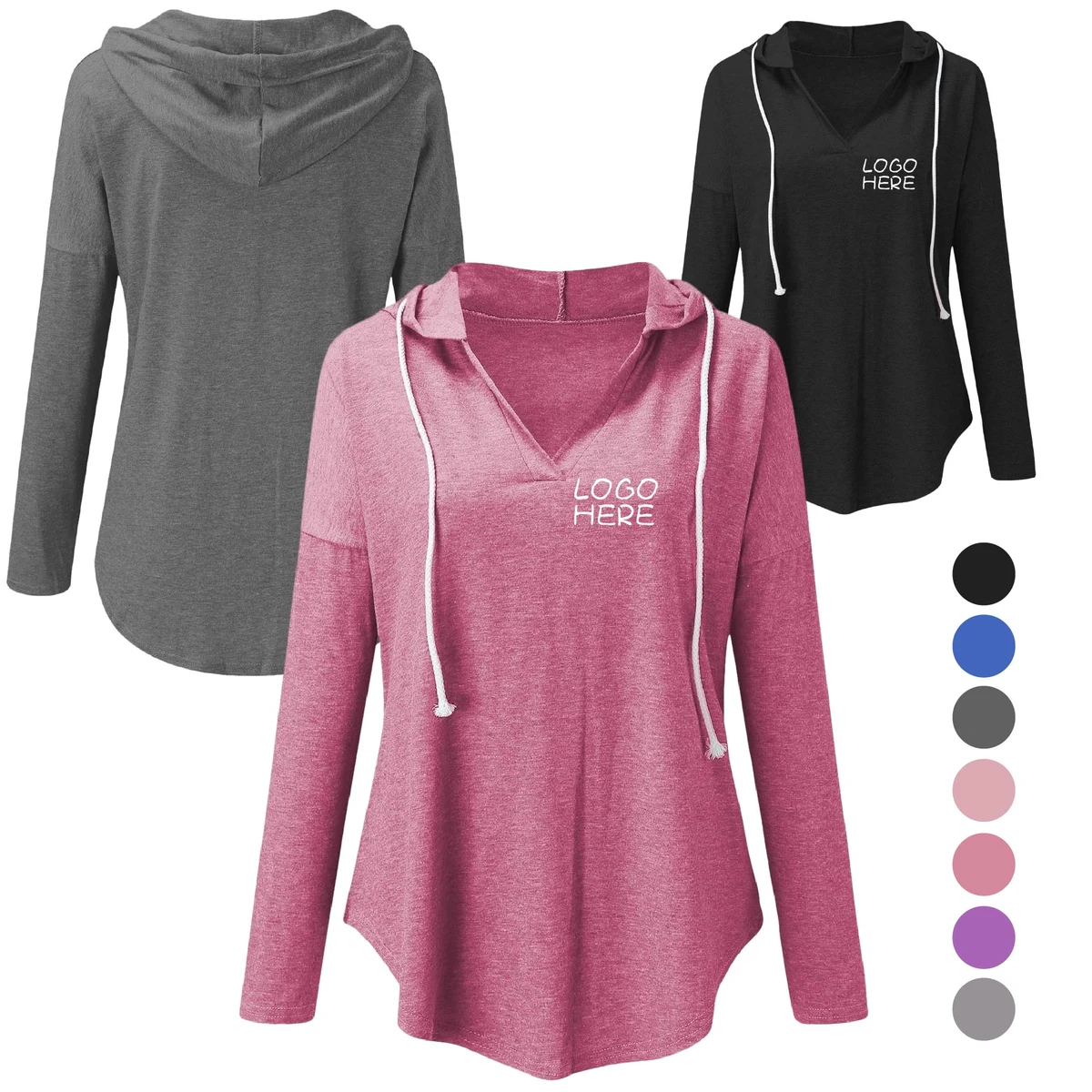 V-Neck Hooded Sweatshirt 1