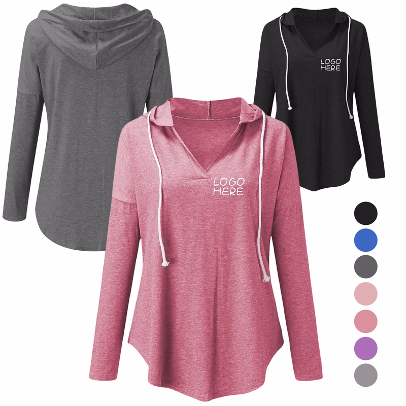 V-Neck Hooded Sweatshirt