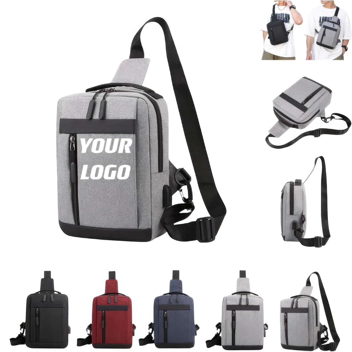 Customizable Crossbody Daypack With USB Charging Port 1