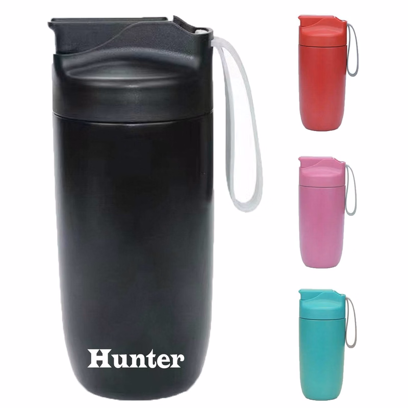 16.1oz stainless steel shaker bottle with sling