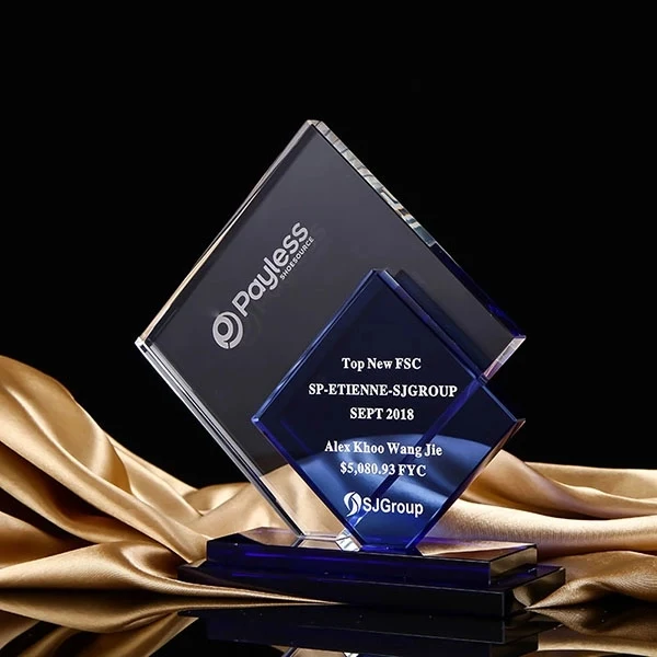Blue accented crystal awards 1