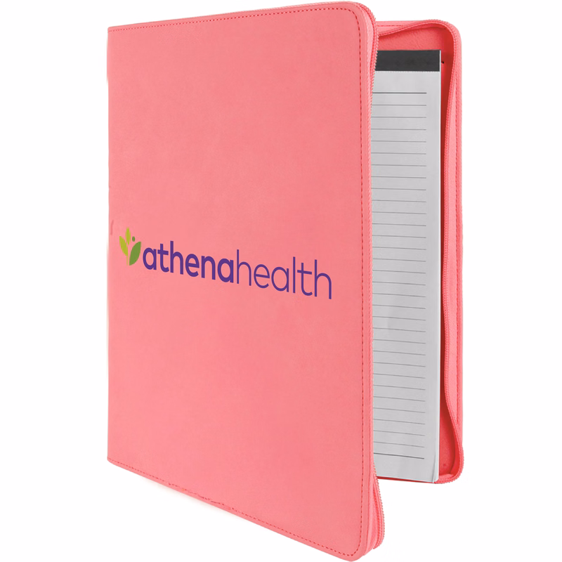 9" x 12" Leatherette Pink Portfolio with Zipper