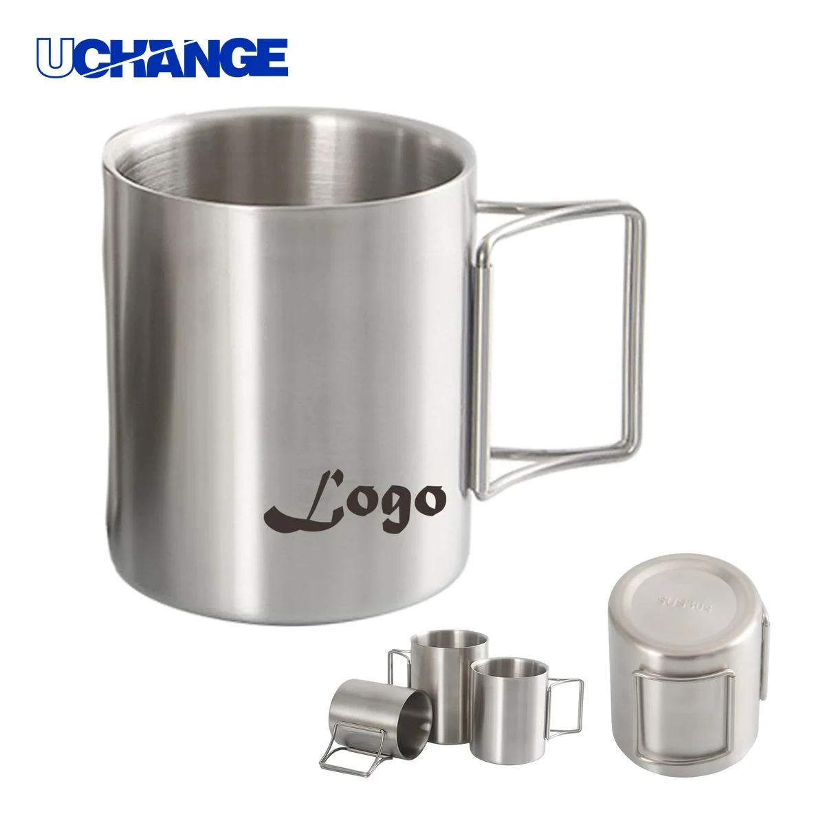 Double Wall Stainless Steel Mug Cup with Folding Handle 1