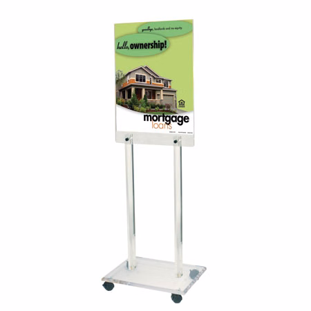 67"h Clear Acrylic Floor Frame with wheels for 22 x 28 poster