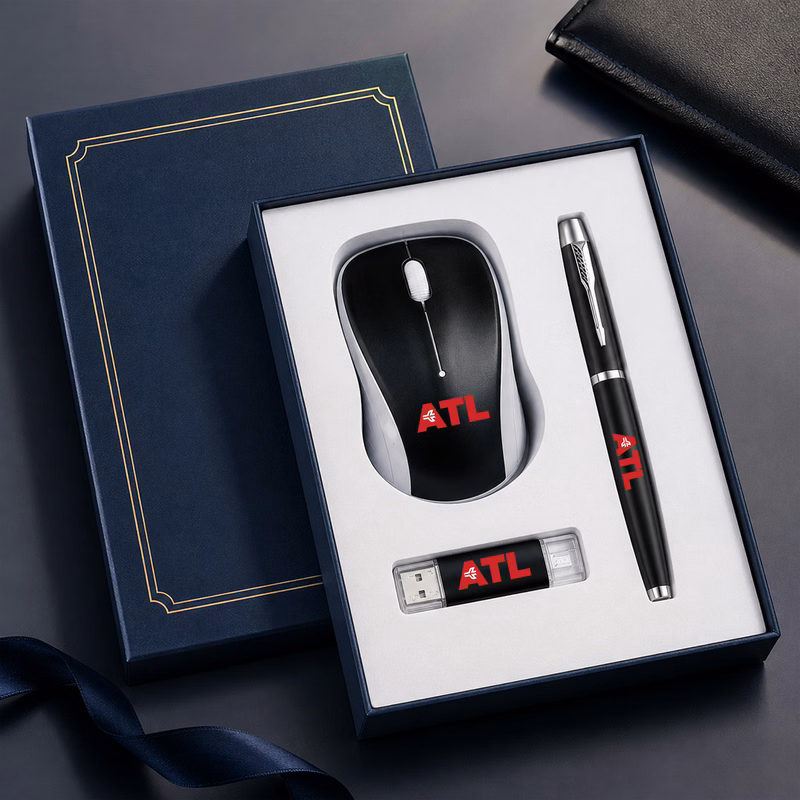 Executive Tech Trio — Wireless Mouse, Pen & USB