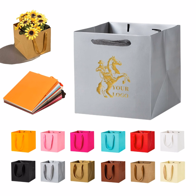 Ribbon Handles Kraft Paper Bag