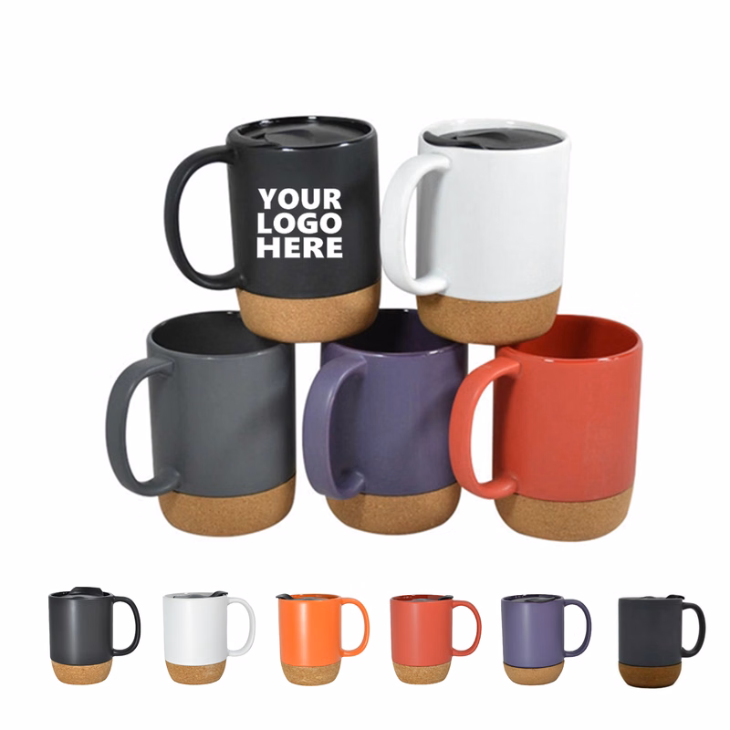 14 OZ Coffee Mug With Cork Bottom And Splash Proof Lid