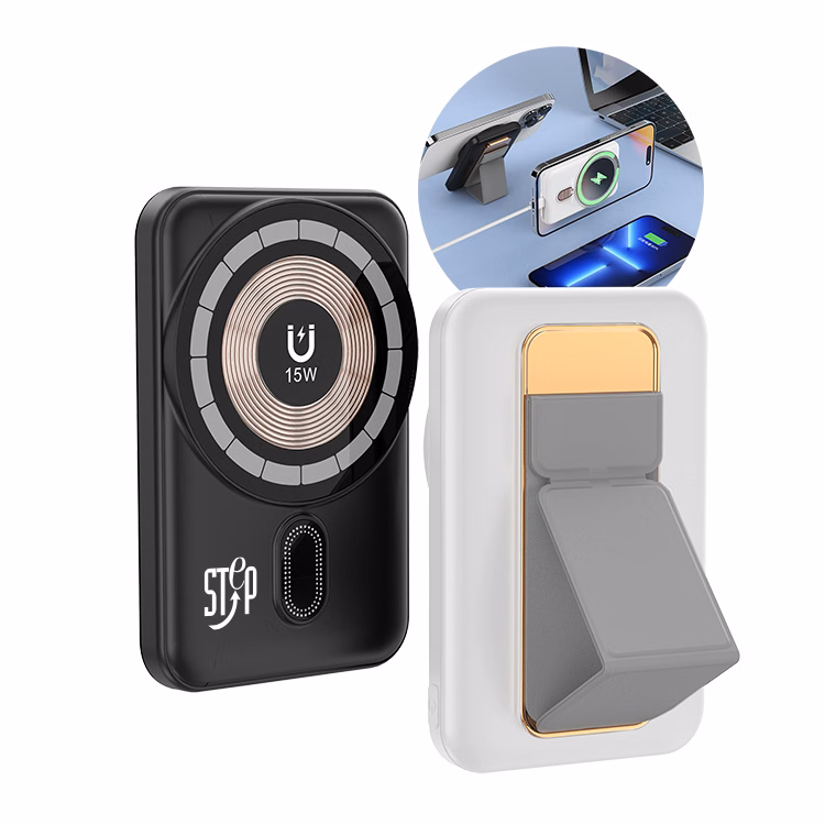 5000mAh Power Bank Wireless charge w/built-in Holder Stand
