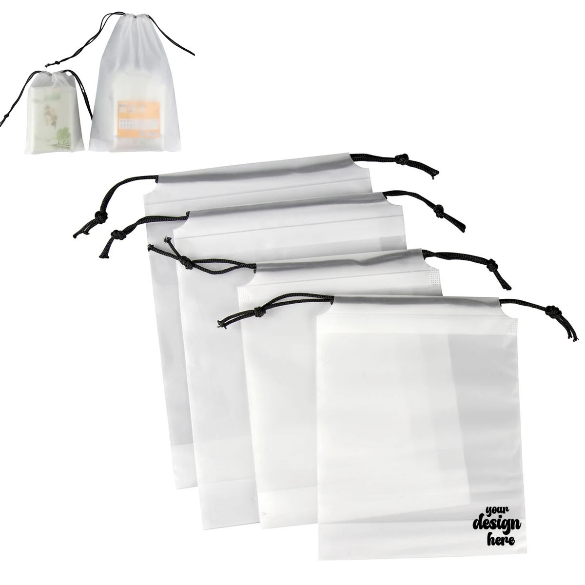 Clear Shoes Storage Pouch w/ Cotton Draw Strings 1