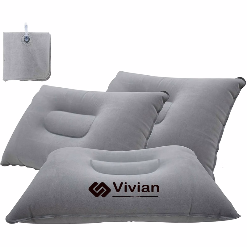 Ergonomic Flocked PVC Inflatable Travel Pillow