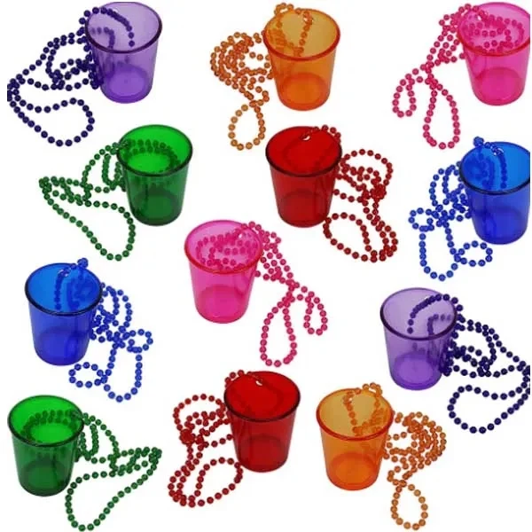 Shot Glass on Beaded Necklace Pack Plastic Cups 1