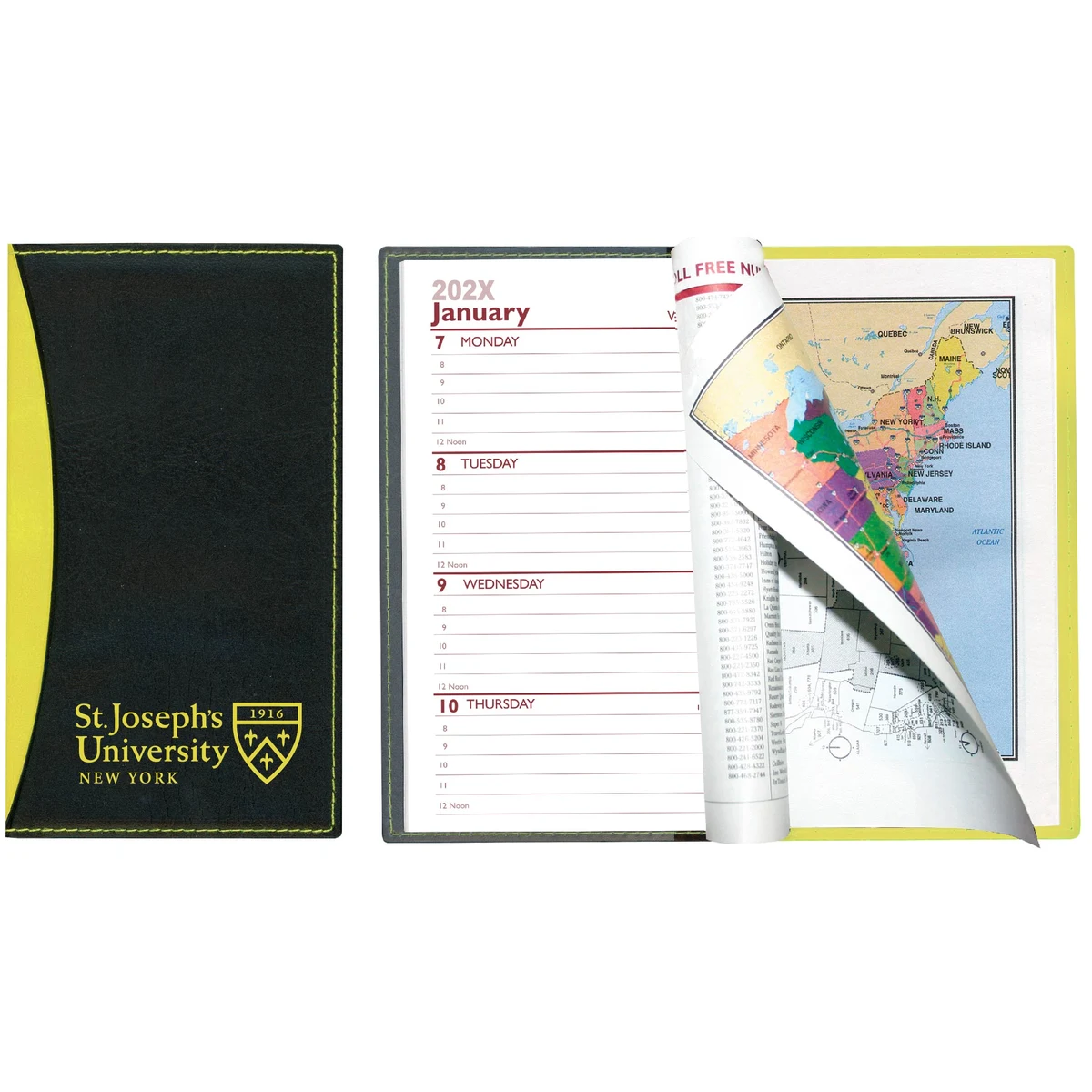 Soft Cover 2 Tone Vinyl Geneva Series Weekly Planner w/ Map / 1 Color 1