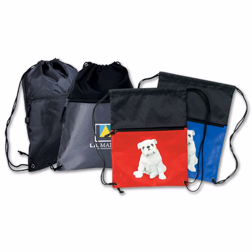 Drawcord Backpack w/ Zipper Pocket