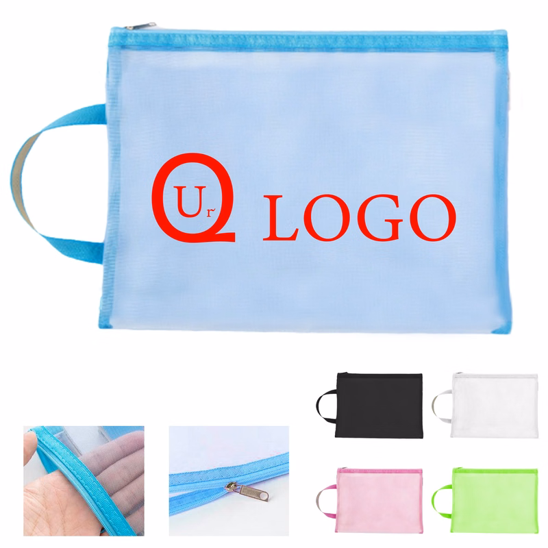 A4 Portable Zipper Mesh File Pouch