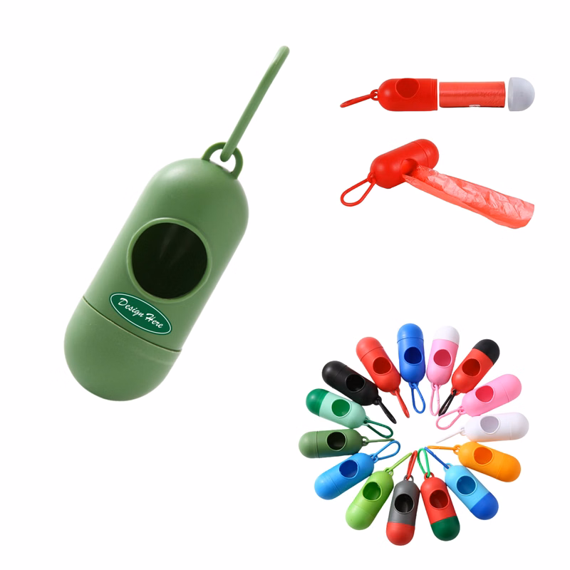 MOQ 10pcs Portable Capsule Pet Garbage Bag With Hook