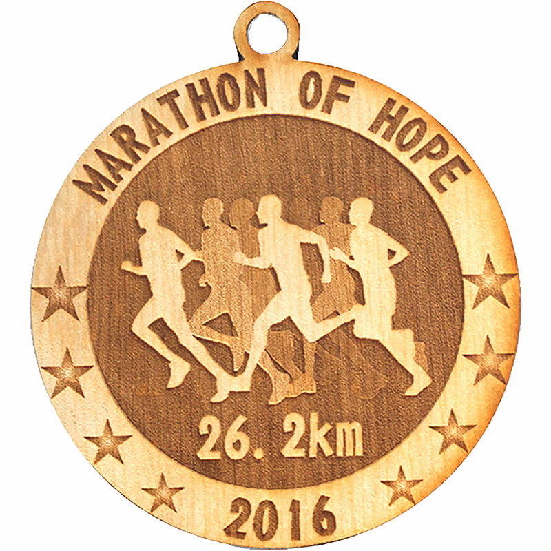 Wood Medals: 3" W x 3" H