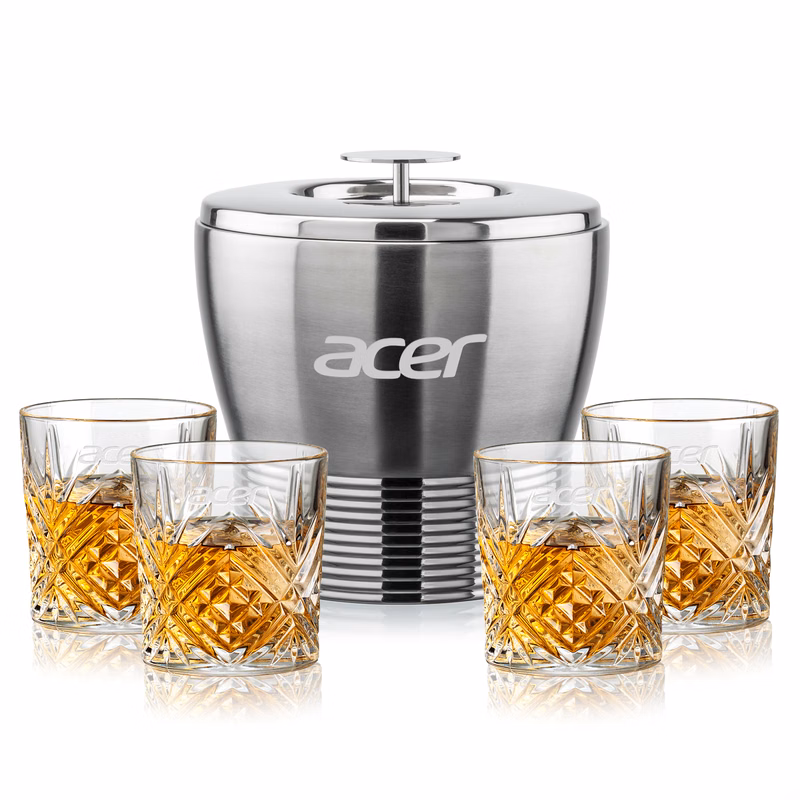 Genoa Ice Bucket & Milford On-the-Rocks Set