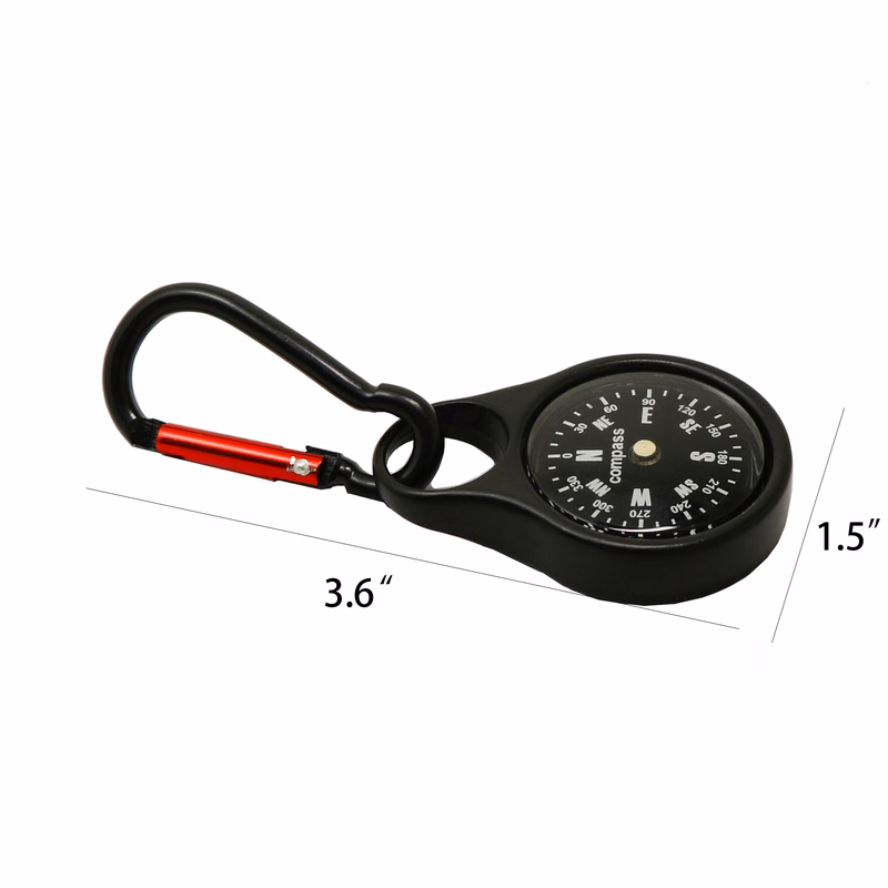 Metal Round Compass Carabiner Keychain