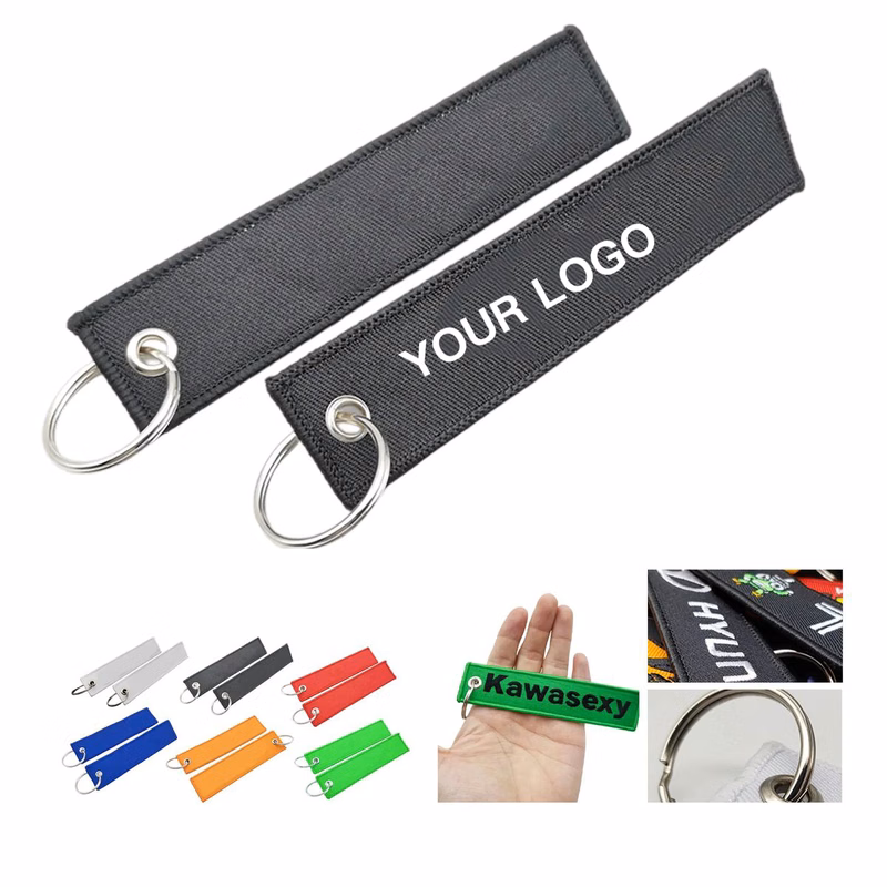 Double Sided Woven Keychain Accessory Tag